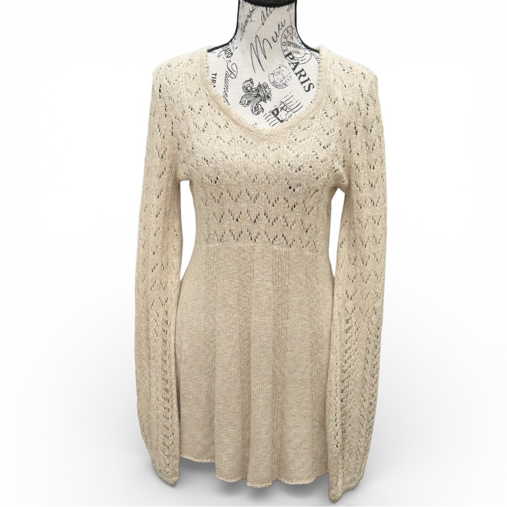 Style & Co NWT Cotton Blend Open Knit XS Lightweight Sweater Dress Cozy Feminine